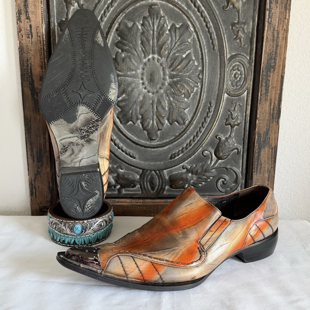 Fiesso by Aurelio Garcia Sz 45 Steel Tip Dress Shoe Funk‎ Rock Goth Classic